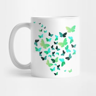 Green Heart Butterflies Mug